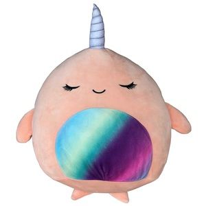 Kellytoy Squishmallows Plush Narwhal Rainbow Unicorn Stuffed Plush Pillow 13.5”